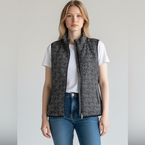 Adidas Women's Full Zip Geometric Print Faux Fur Lined Golf/Athletic Vest sz XL - Picture 8 of 9